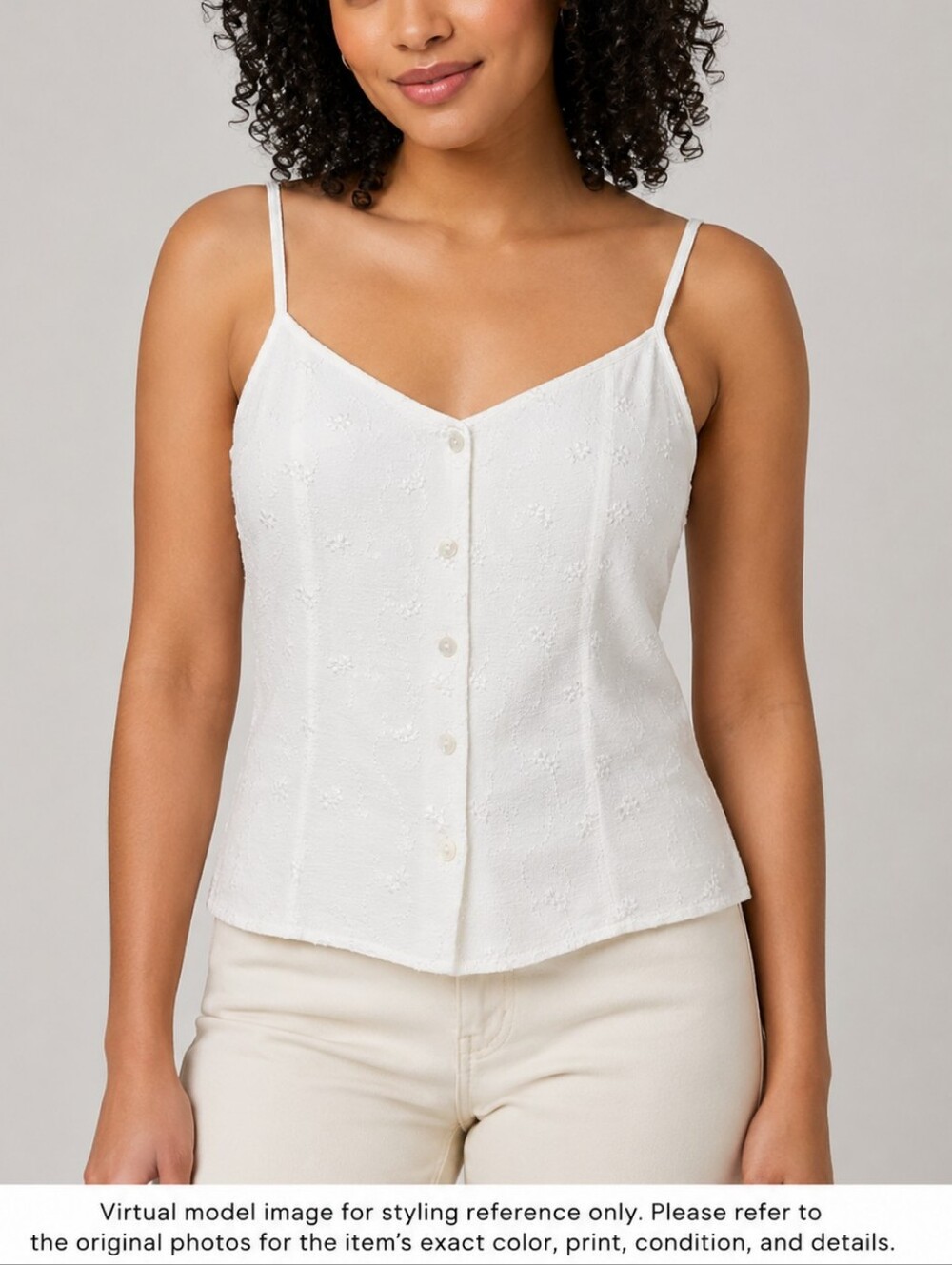 Precis Petite White Embroidered Button Front Cami Size 14